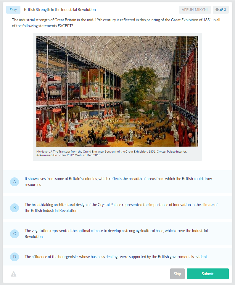 British Strength in the Industrial Revolution AP® European History Practice Question