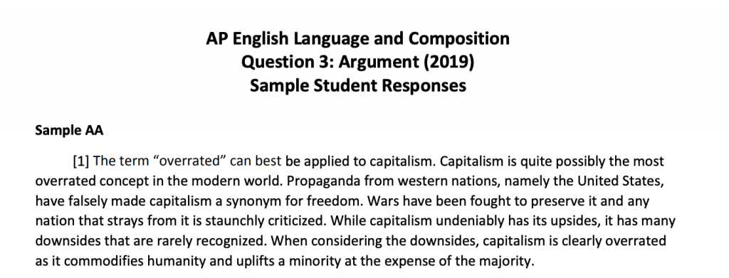 What to Expect from the AP® English Language Argument Free Response Questions - Pick an opinion strong example