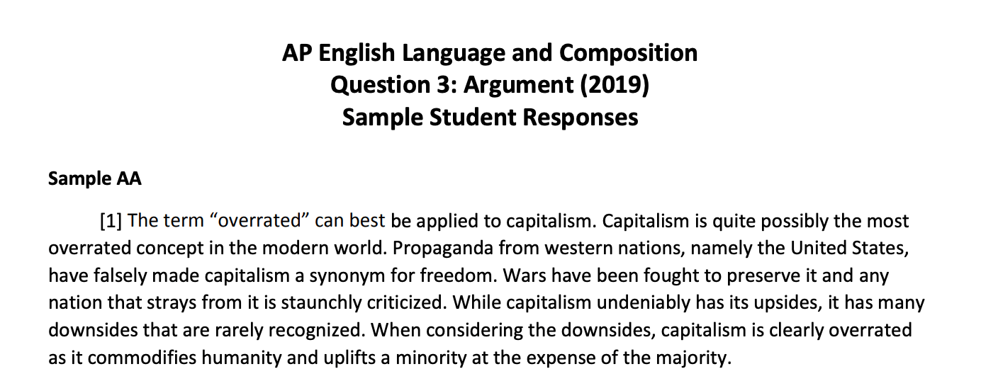 ap lang argument essay quizlet