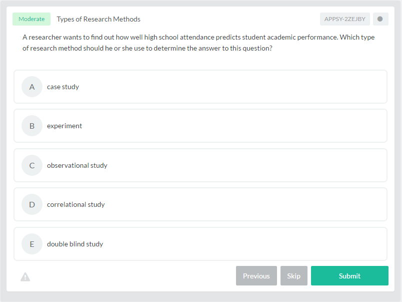 Types of Research Methods AP® Psychology Practice Question