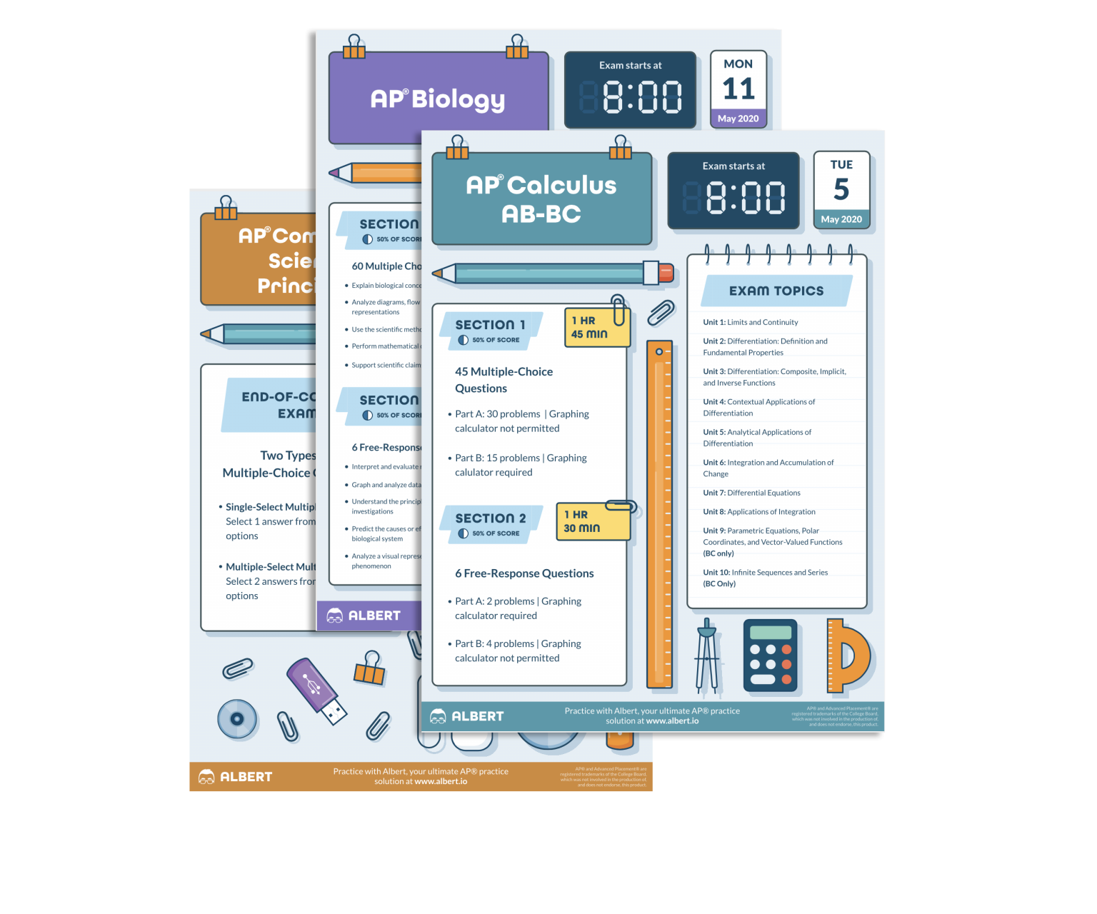 Free AP® Exam Test Date Posters Albert