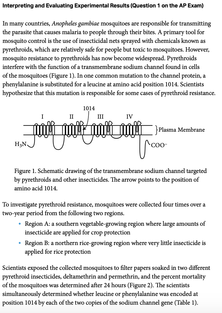 AP® Biology Long-Answer Free-Response - FRQ1a