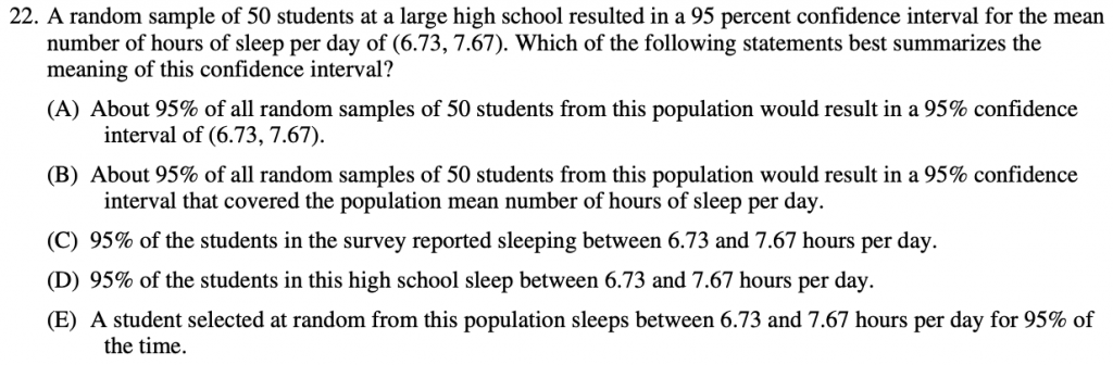 Interpreting a confidence interval - AP® Stats Multiple Choice Examples