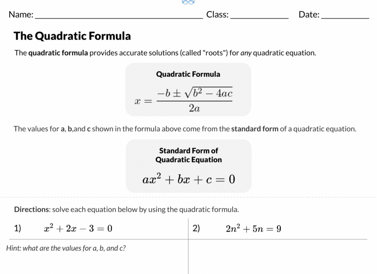 quadratic formula examples quadratic formula examples