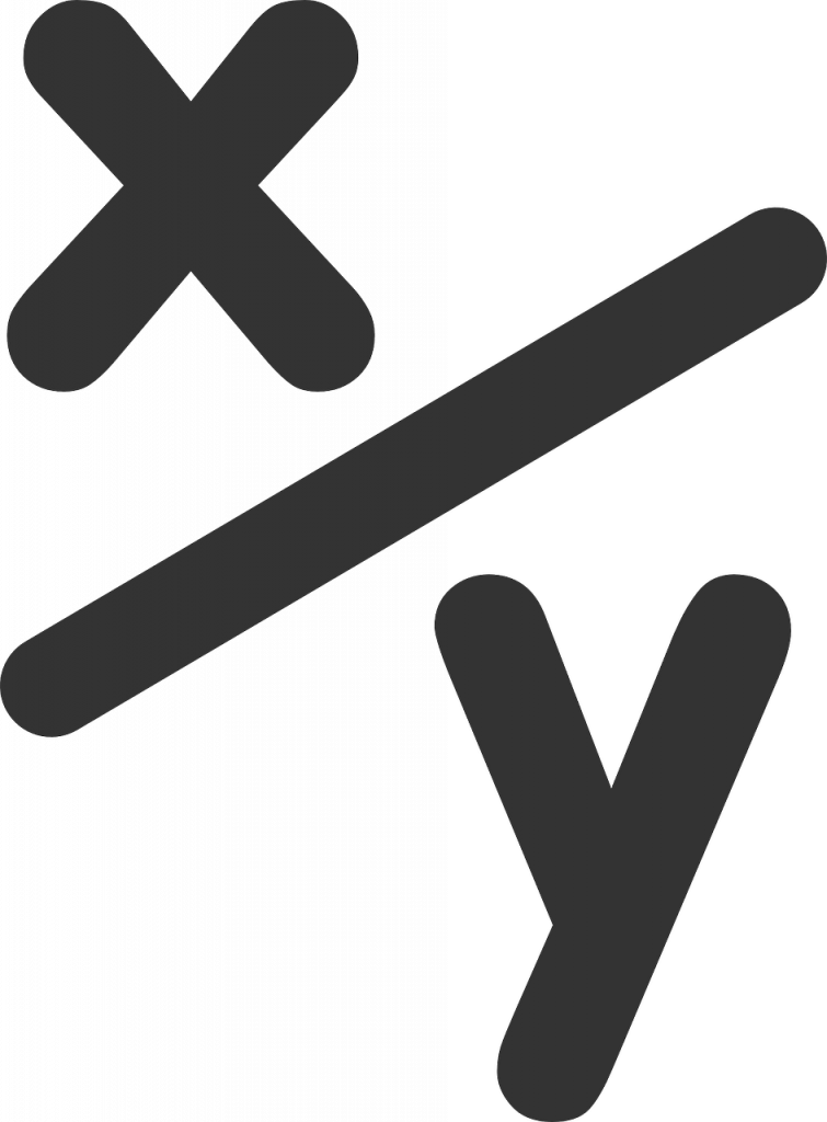 Fraction shown as x over y